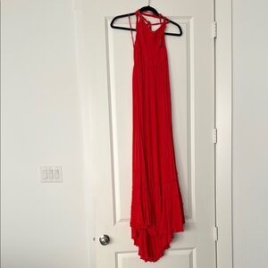 Free People Red Asymmetrical Halter Maxi Dress